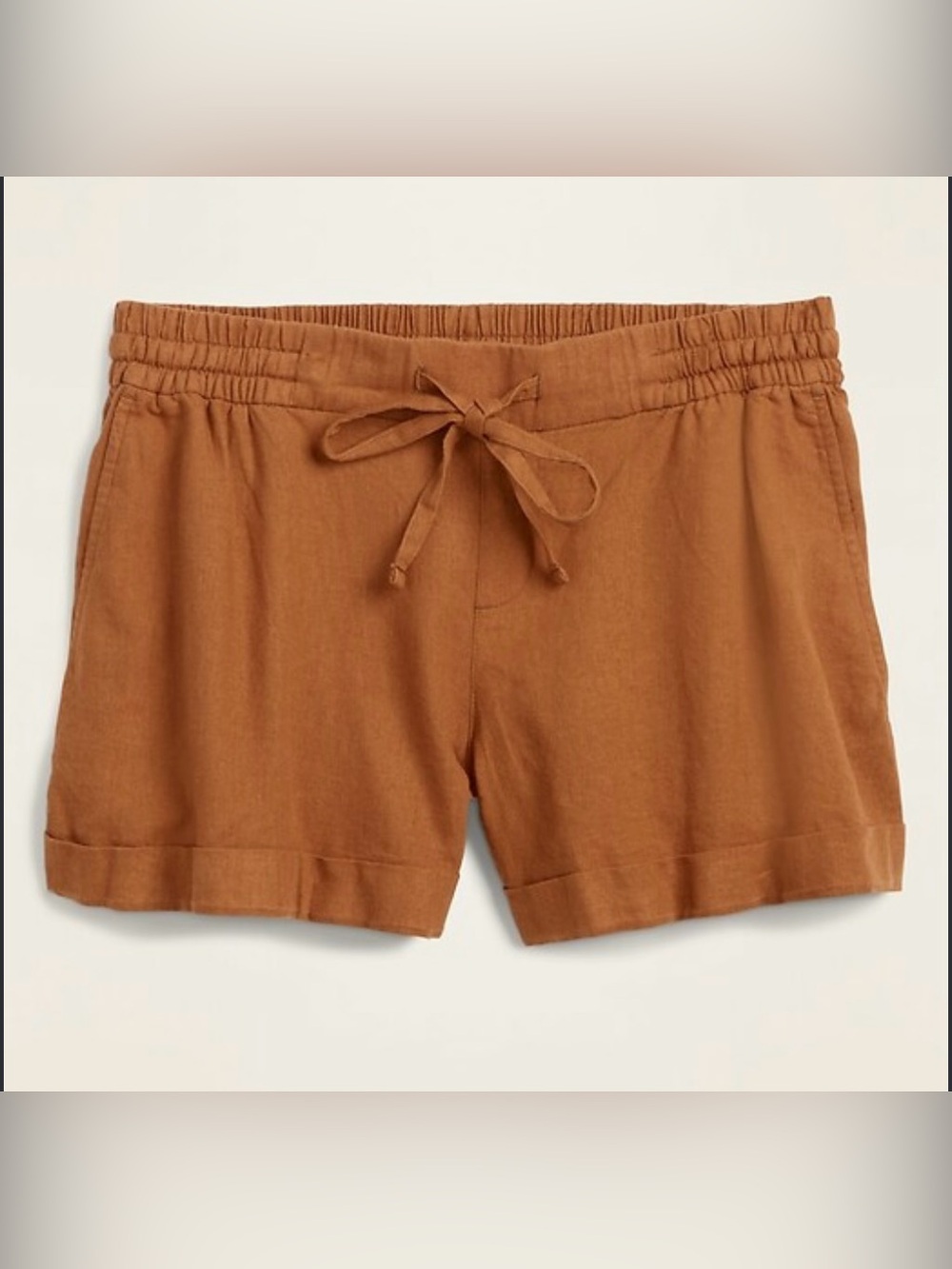 Old Navy Mid-Rise Linen-Blend Shorts For Women - 4 inch inseam Brown Size Large